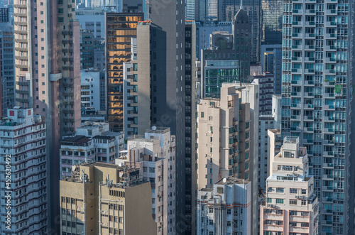 Exterior of high rise building in Hong Kong city