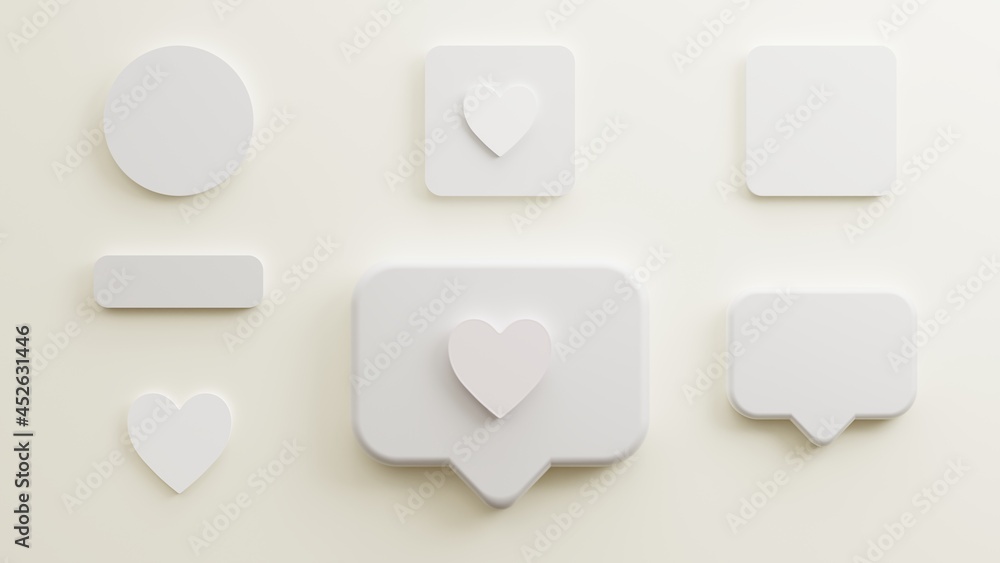 mockup white paper love, business cards or poster, button and circle design minimalist isolated on white background . 3d illustration rendering mockup white paper love, business cards or poster, button and circle design minimalist isolated on white background . 3d illustration rendering