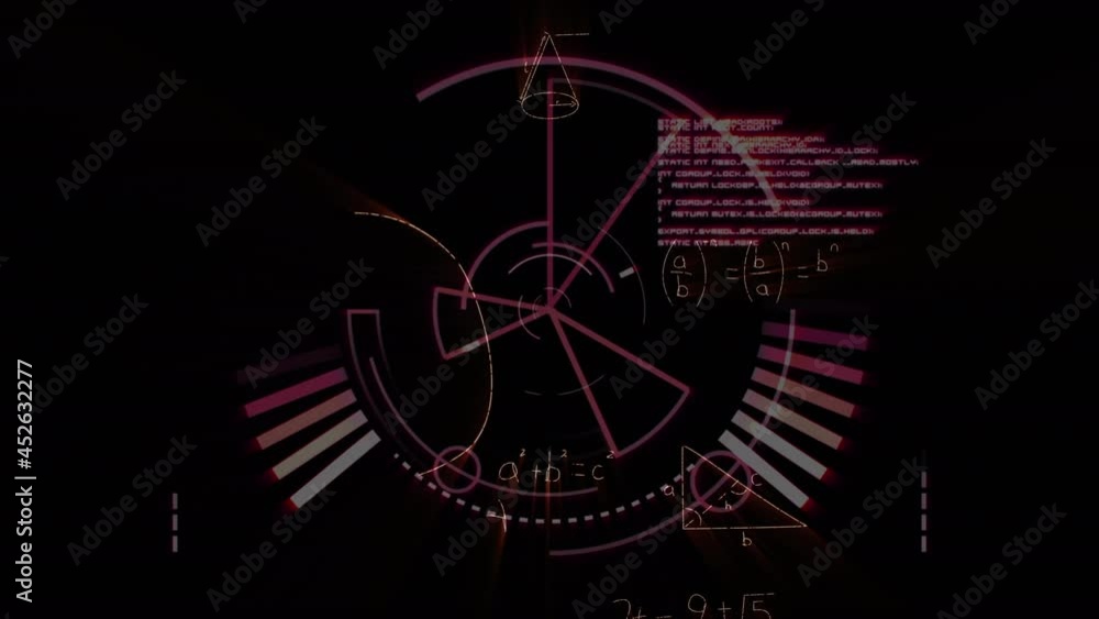 Animation of mathematical equations over scope scanning on black background Animation of mathematical equations over scope scanning on black background