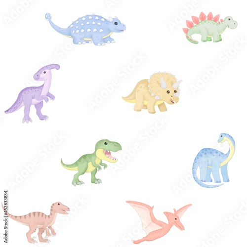 Fototapeta Naklejka Na Ścianę i Meble -  Dinosaurs seamless pattern 