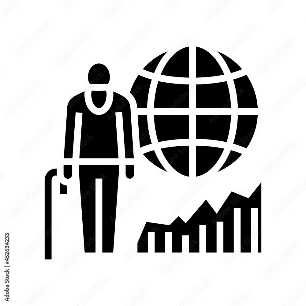 ageing social problem glyph icon vector. ageing social problem sign. isolated contour symbol black illustration ageing social problem glyph icon vector. ageing social problem sign. isolated contour symbol black illustration