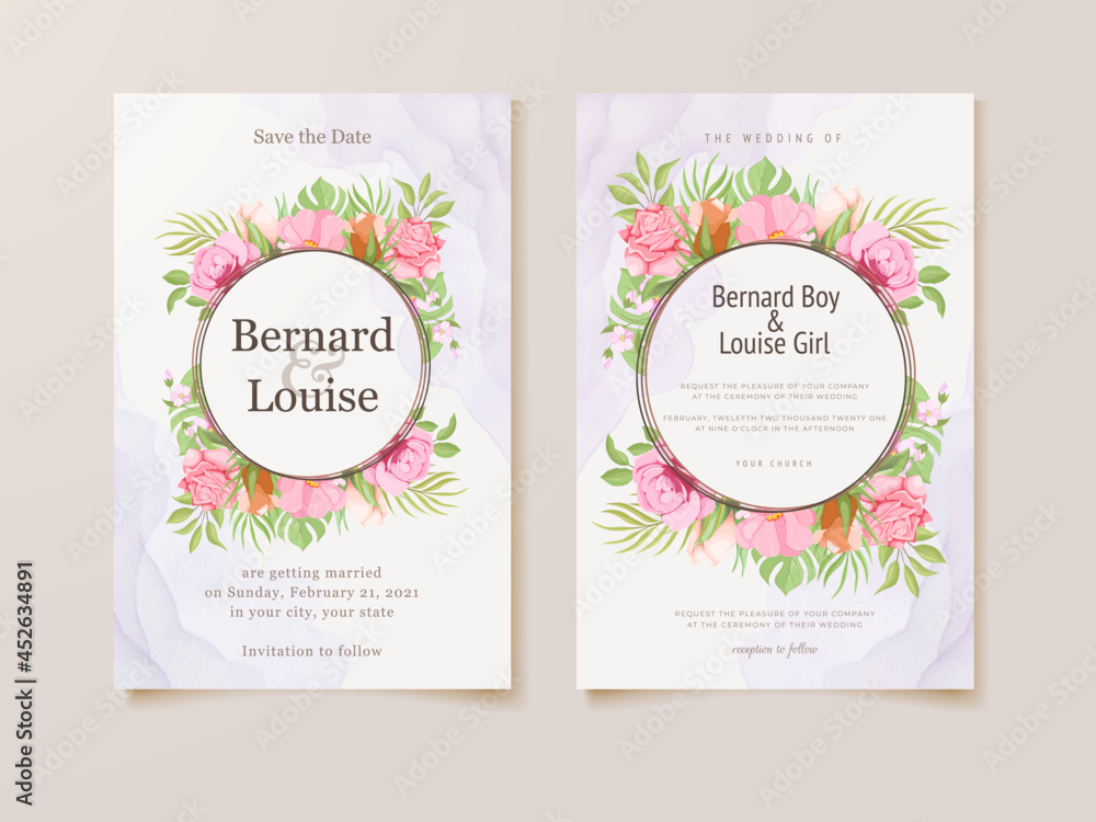 Beautifull Wedding Invitation Card Floral Template Design