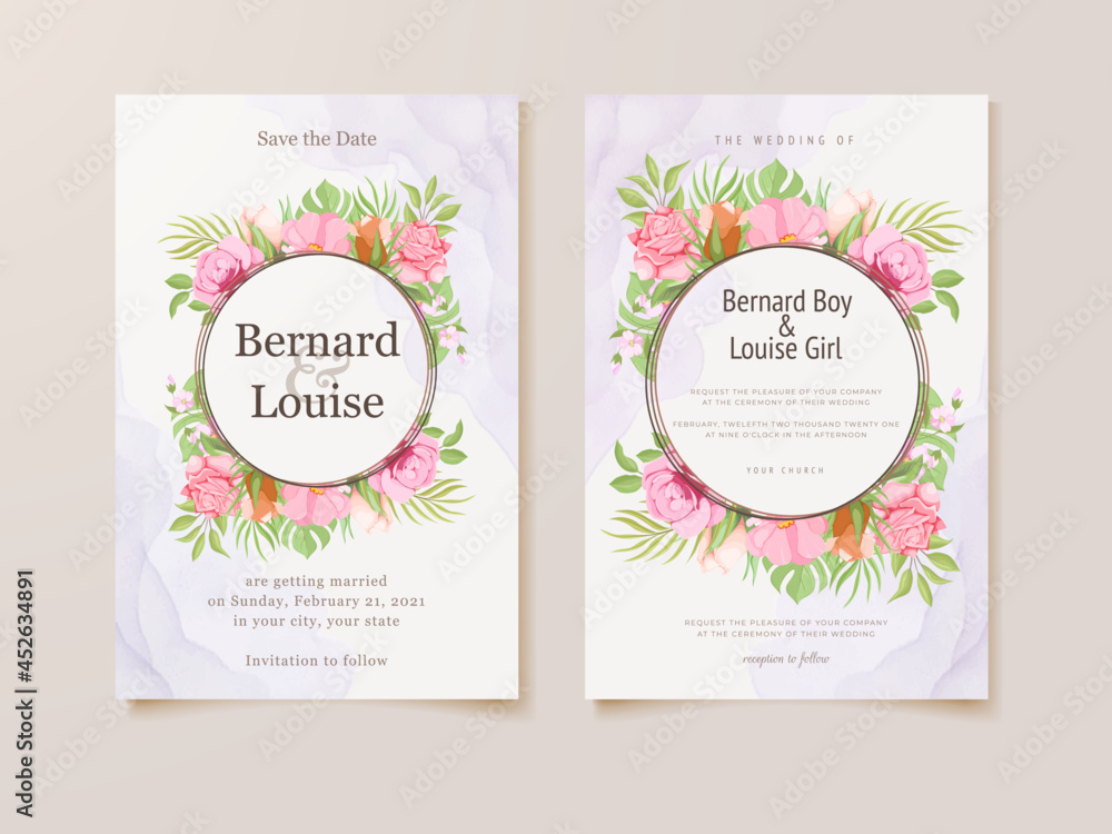 Obraz premium Beautifull Wedding Invitation Card Floral Template Design