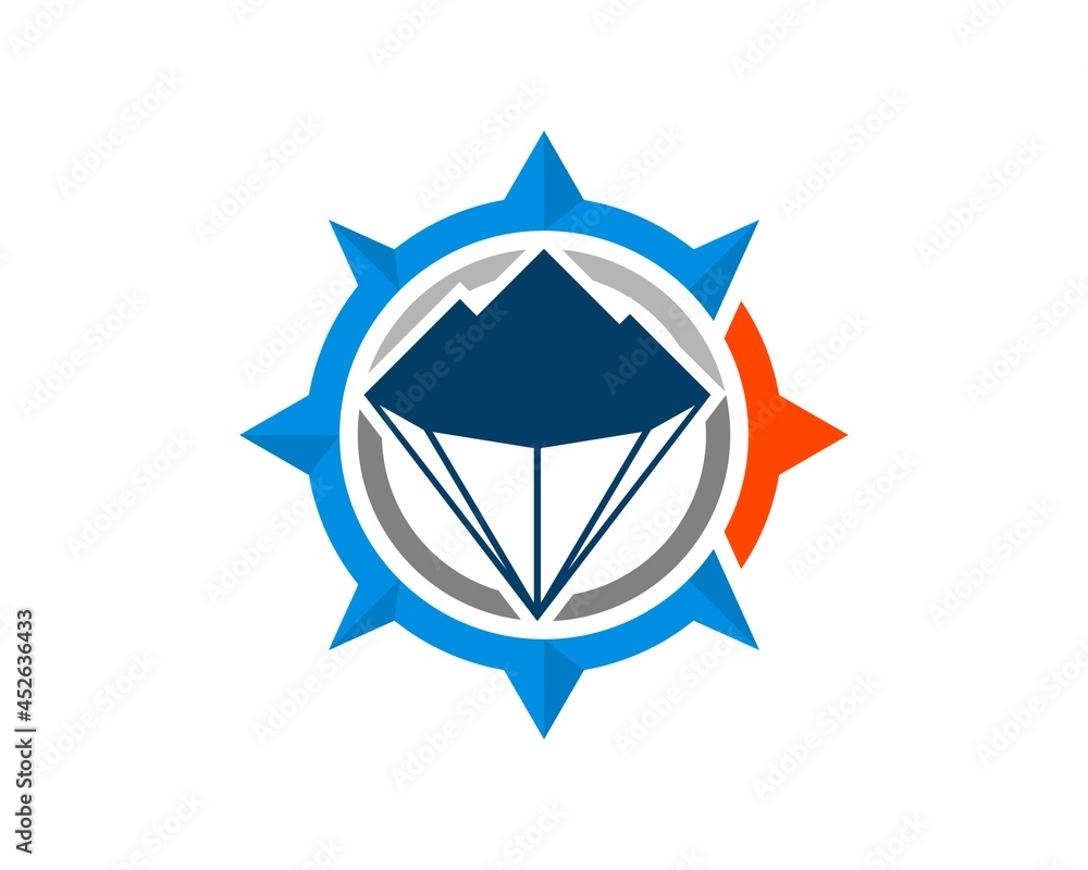 Modern compass with mountain diamond inside Modern compass with mountain diamond inside