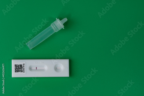 The Covid 19 Rapid Antigen Test Kit with negative result. Selective focus points.