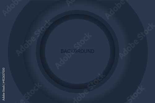 Abstract 3D circle papercut layer elegant background blue and black color