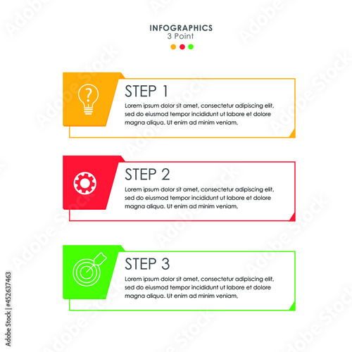 Infographic colorful 3 point banner  text columns vector illustration