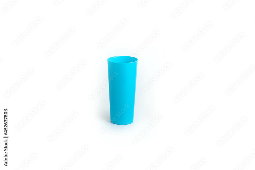 Blue plastic cup isolated on white background Blue plastic cup isolated on white background