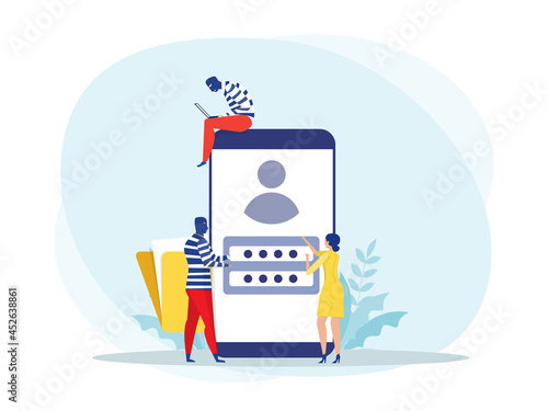hacker steal password out of from smartphone, and Thief fishing steal personal data on phone concept Illustration