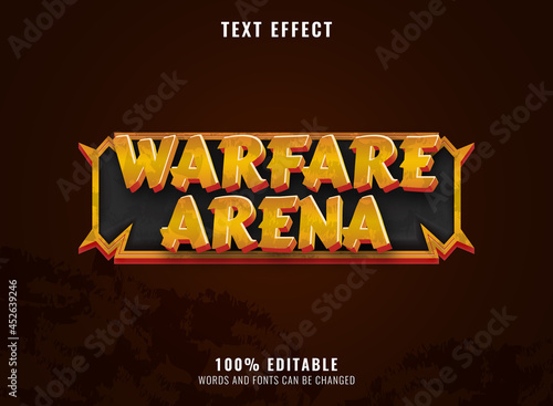 fantasy golden warfare arena with frame rpg game logo title text effect