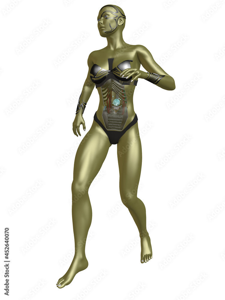 3d illustration of an science fiction cyborg