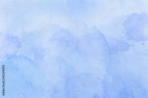 Blue sky and cloud on white paper vector nature abstract watercolor background. Watercolor hand paint blue clouds in sky, hand drawn, vector illustration 