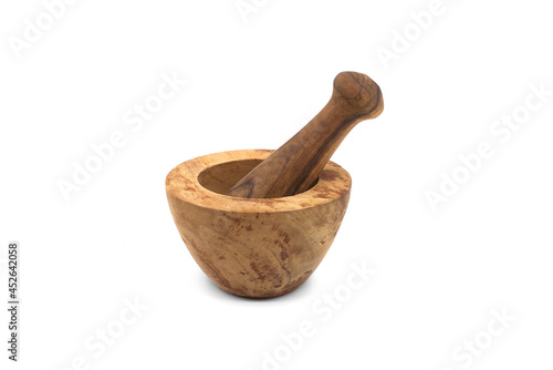 Wooden rustic style mortar and pestle