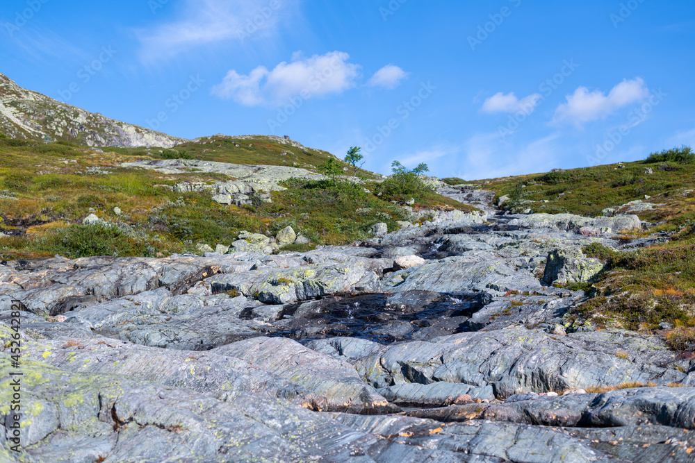 photos  of norwegian watercourses down the mountain and waterfalls