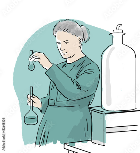 Marie Curie working photo