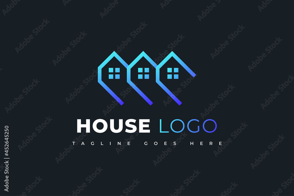 Modern and Futuristic Blue Real Estate Logo Design. Construction, Architecture or Building Logo Design Template