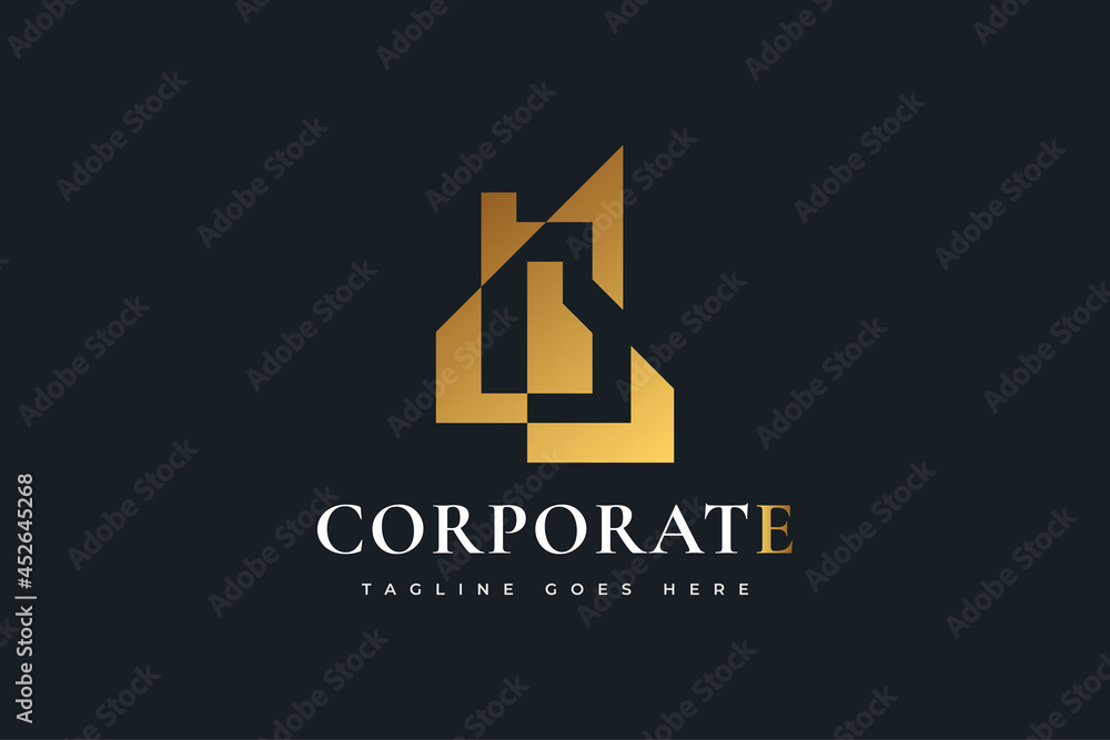 Gold Real Estate Logo Design Template with Abstract Concept. Construction, Architecture or Building Logo Design Template Gold Real Estate Logo Design Template with Abstract Concept. Construction, Architecture or Building Logo Design Template