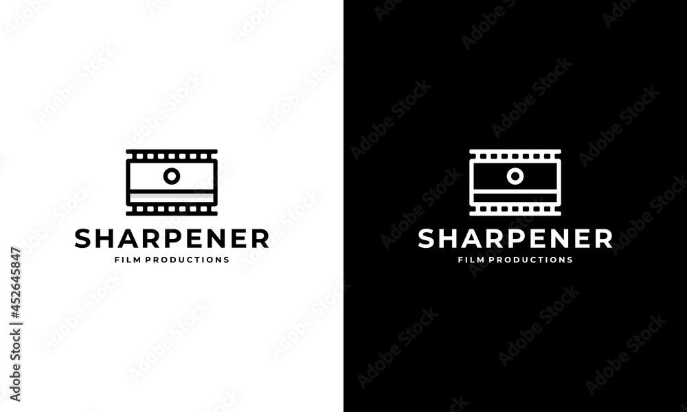 Sharpener Pencil Film Strip Movie Logo Design Inspiration Stock Vector