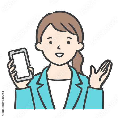 携帯を持ったビジネスウーマン／案内