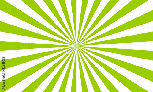 Green white color burst background. Rays background in retro style. Vector.