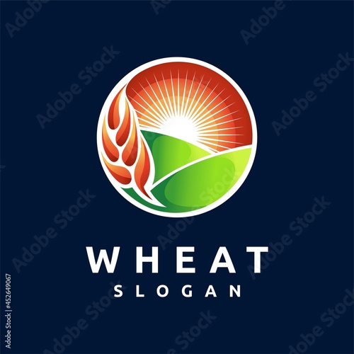 wheat logo with sunset concept