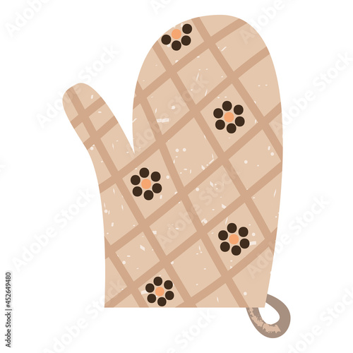 Oven mitt icon background. Kitchenware accessory element