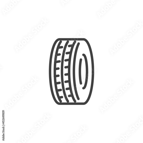 Wheel tyre line icon