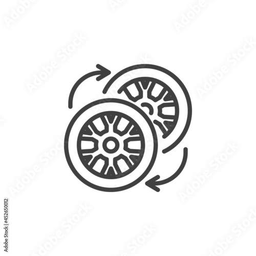 Car wheel changing line icon