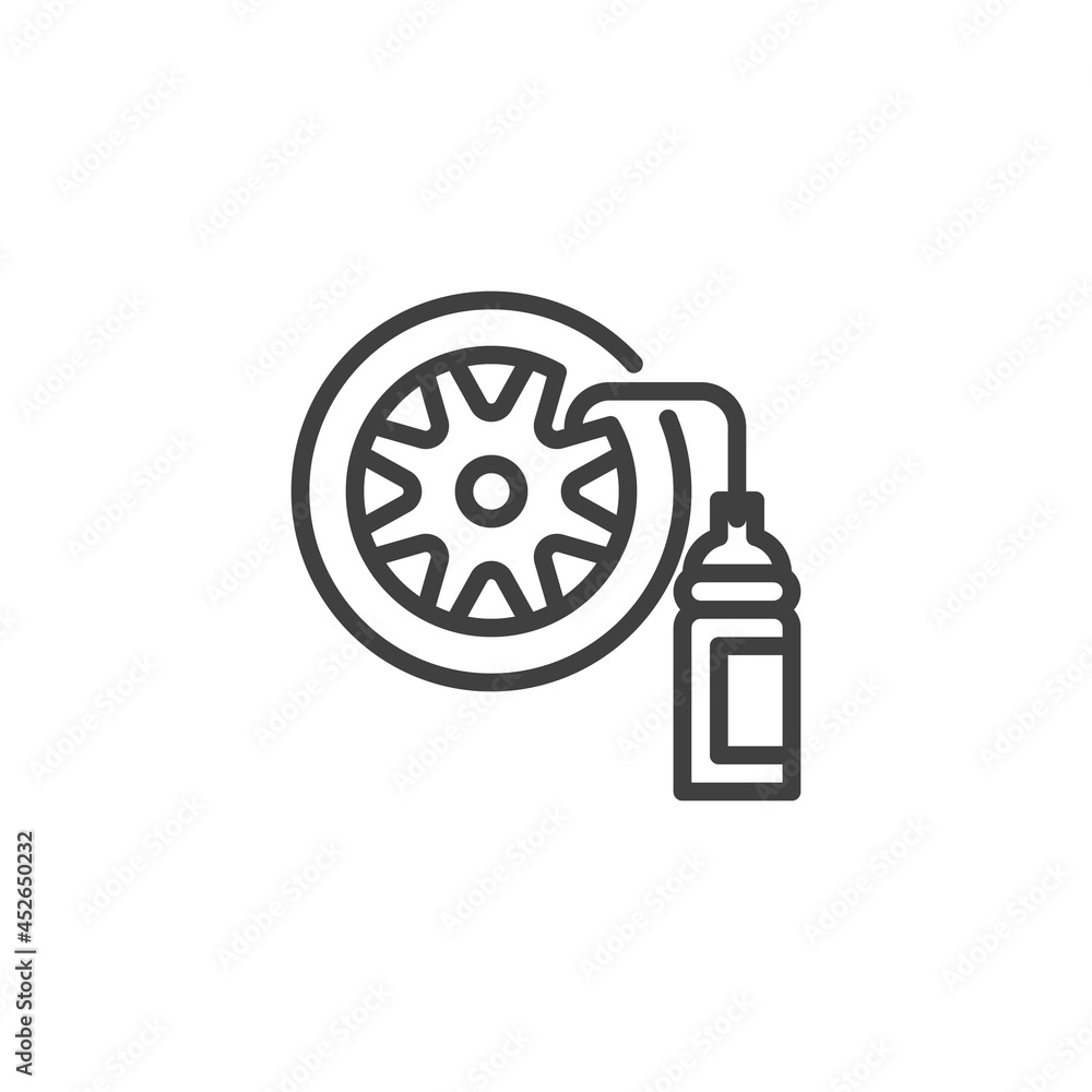 Car tyre and nitrogen bottle line icon