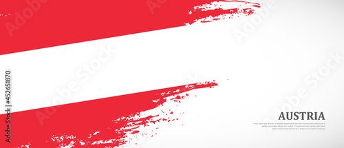 National flag of Austria with textured brush flag. Artistic hand drawn brush flag banner background