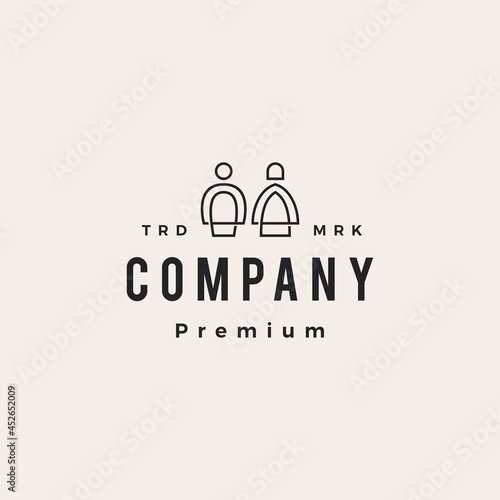 man woman male female gents ladies toilet bathroom sign sticker hipster vintage logo vector icon illustration