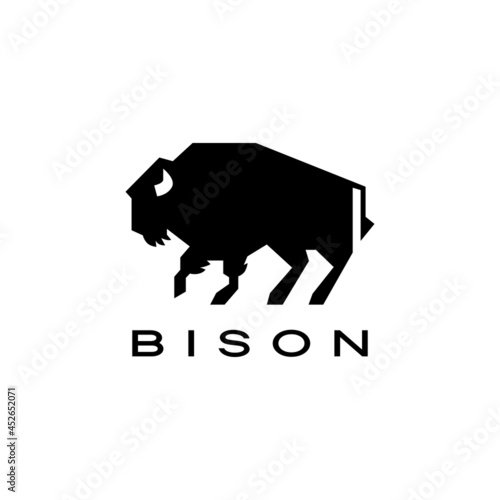buffalo bison simple minimal logo vector icon illustration