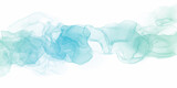 アルコールインクアートの抽象背景）エメラルドグリーンのグラデーション　液体　白背景　バナー　春　夏