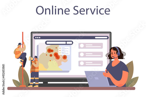 Firefighter online service or platform. Professional fire brigade fighting