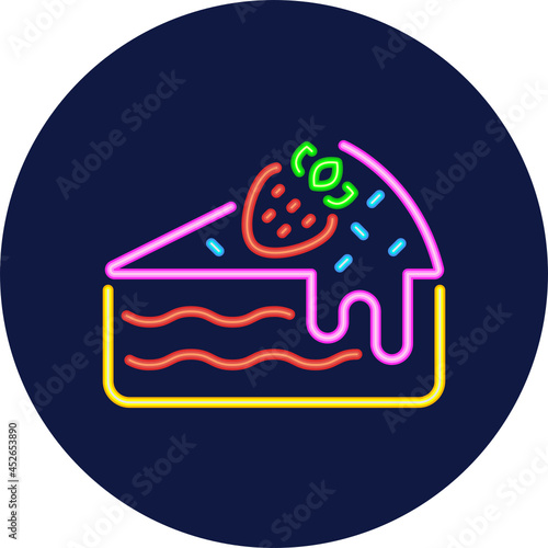 strawberry cheesecake neon icon