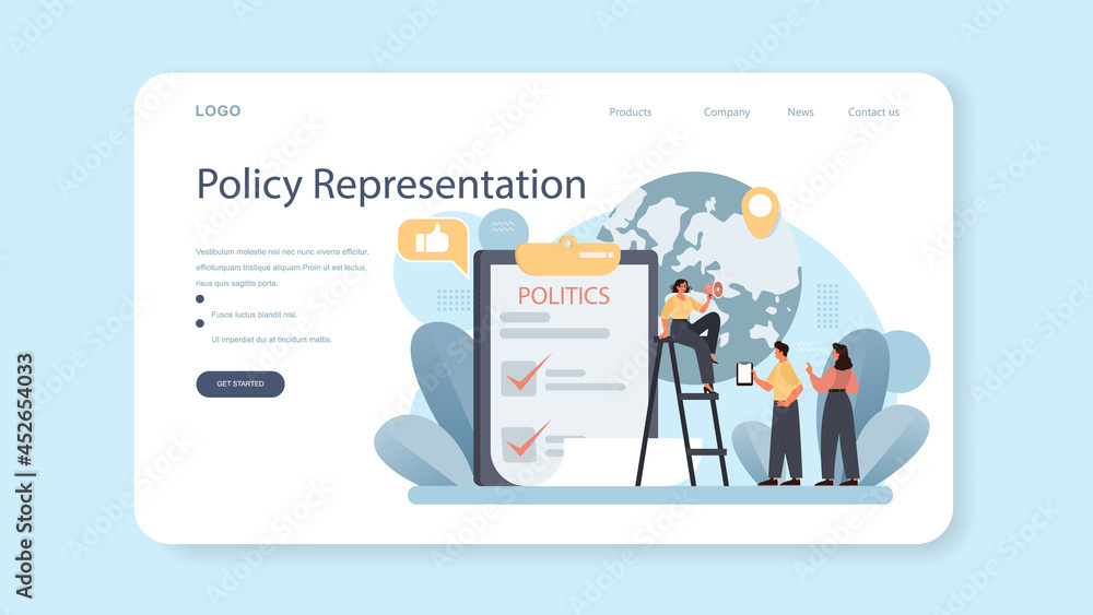 Government PR web banner or landing page. Political party Government PR web banner or landing page. Political party