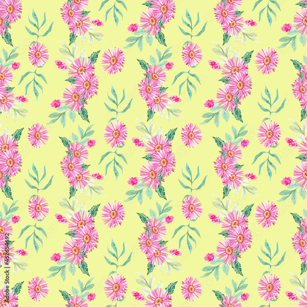 Seamless pattern with autumn pink flowers 1 Seamless pattern with autumn pink flowers 1