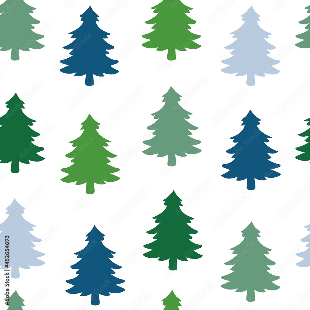 Christmas tree seamless pattern on white background