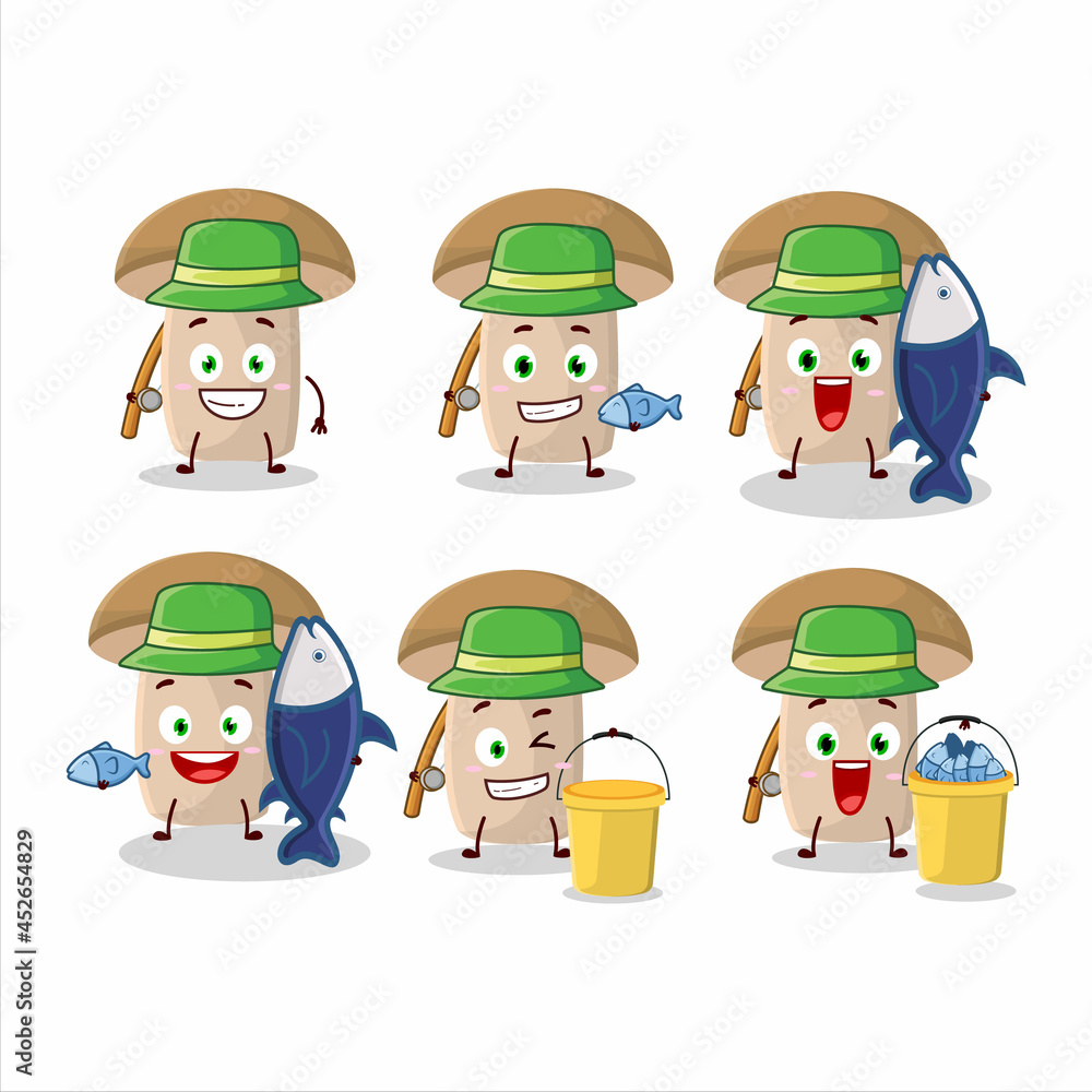 A fisherman honey fungus cartoon picture catch a big fish A fisherman honey fungus cartoon picture catch a big fish
