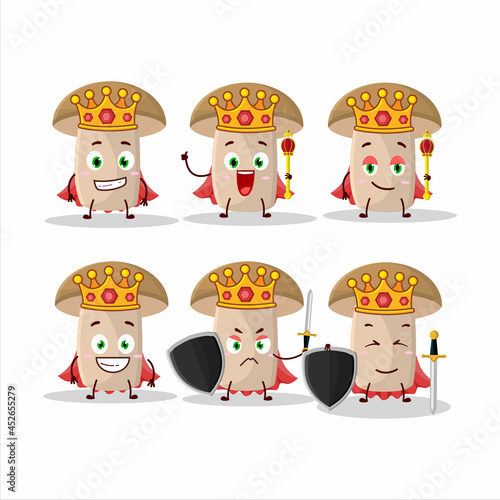 A Charismatic King honey fungus cartoon character wearing a gold crown