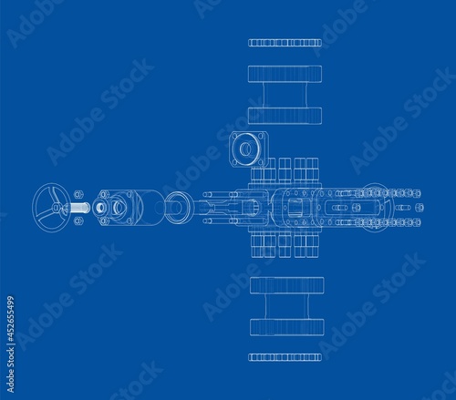 Blowout preventer. Vector rendering of 3d