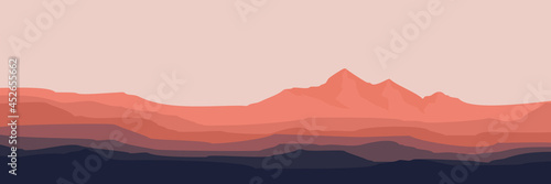 landscape mountain flat design vector illustration for pattern background, wallpaper, background template, and backdrop design