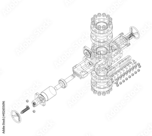 Blowout preventer. Vector rendering of 3d