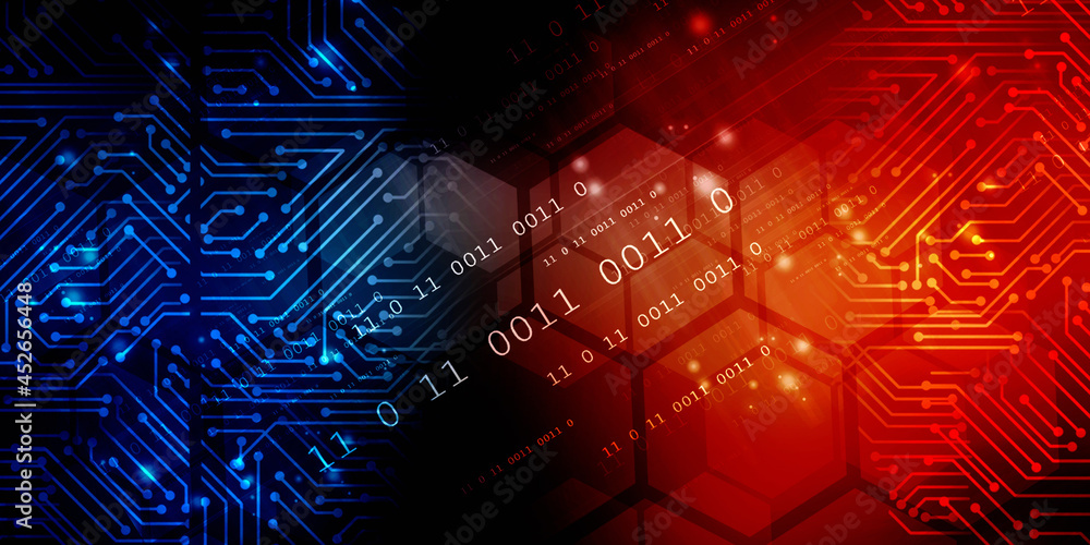 Obraz premium 2d illustration abstract digital binary data on computer screen 