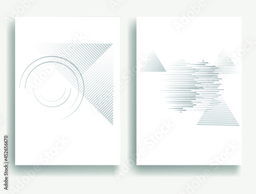 Minimalistic Creative concept . Flat style . Geometric lines and design elements form unusual shape . Vector abstract background . Dynamic banner with stripes . © miloje