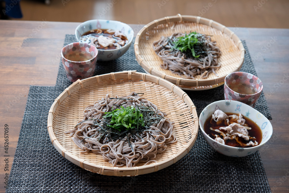 日本の食卓,ざる蕎麦,家庭料理,蕎麦,肉つけ蕎麦,