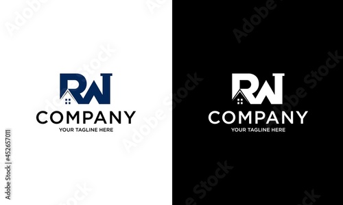 letter RW with Real Estate element. home initial R W concept. Construction logo template, Home and Real Estate icon. Housing Complex Simple