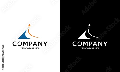 Creative road trip logo design. Street logo vector design template. Mountain road star shape concept logo Mountain road travel logo