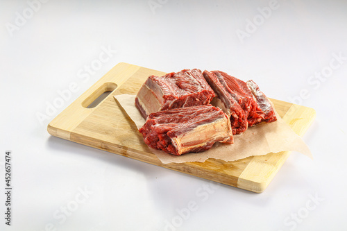 Raw beef ribs for cooking