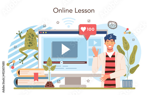 Biology school subject online service or platform. Students exploring